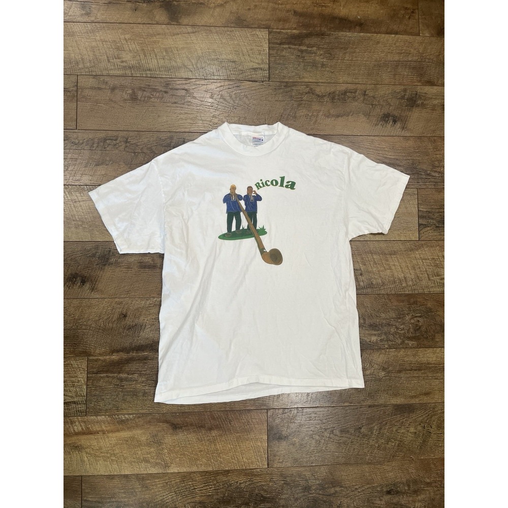 Vintage 90s Ricola‎ Alphorn Graphic Tee Shirt - White - XL - RARE